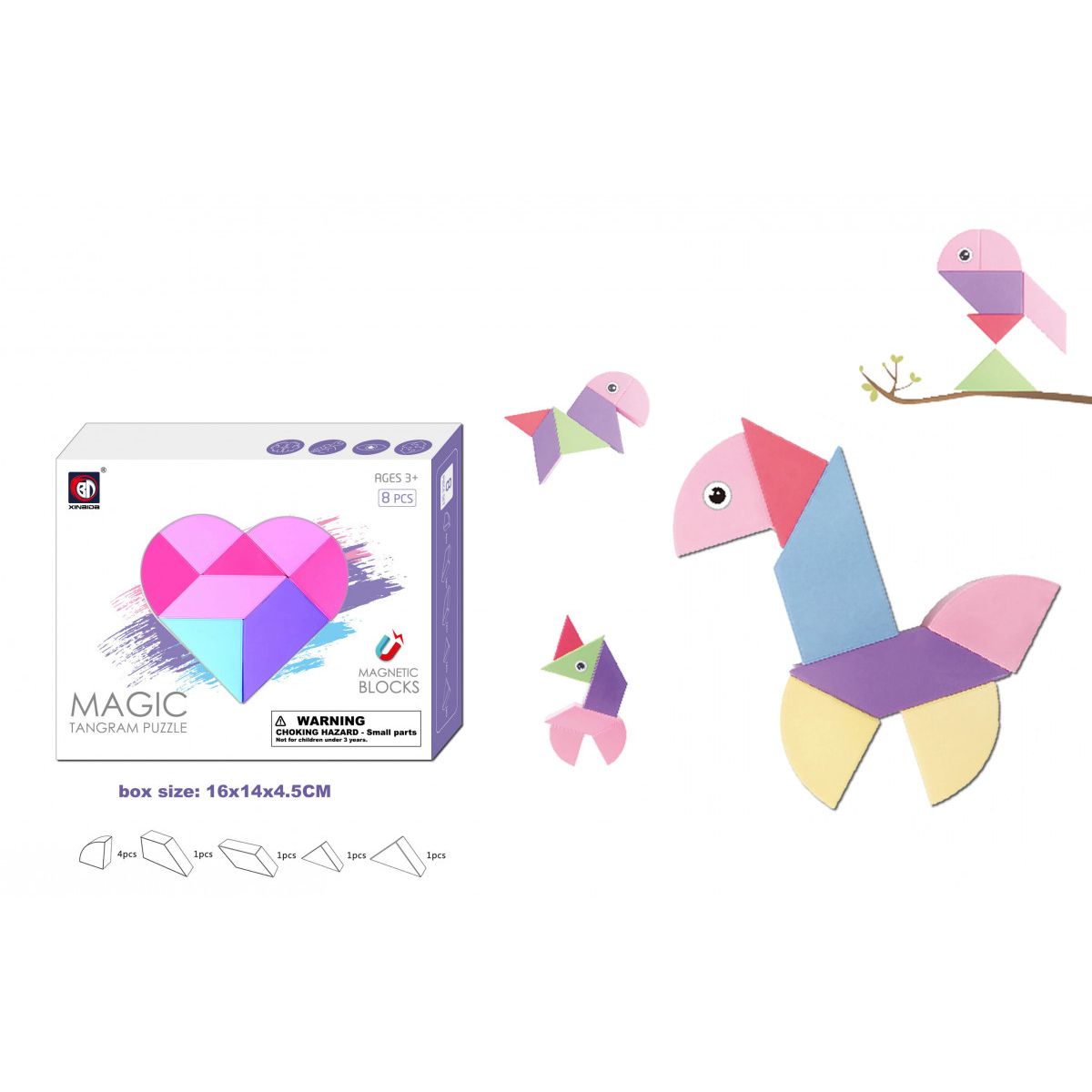Klocki magnetyczne tangram  8 el. Lean (23551)