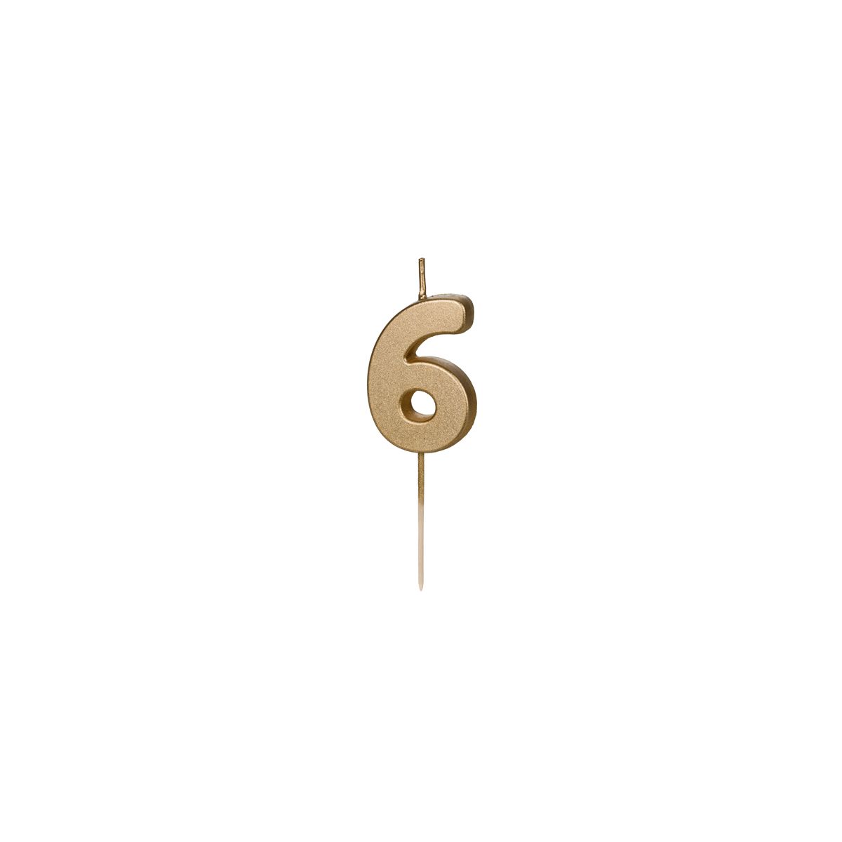 Świeczka urodzinowa Cyferka 6, 4.5 cm, złoty Partydeco (SCU9-6)