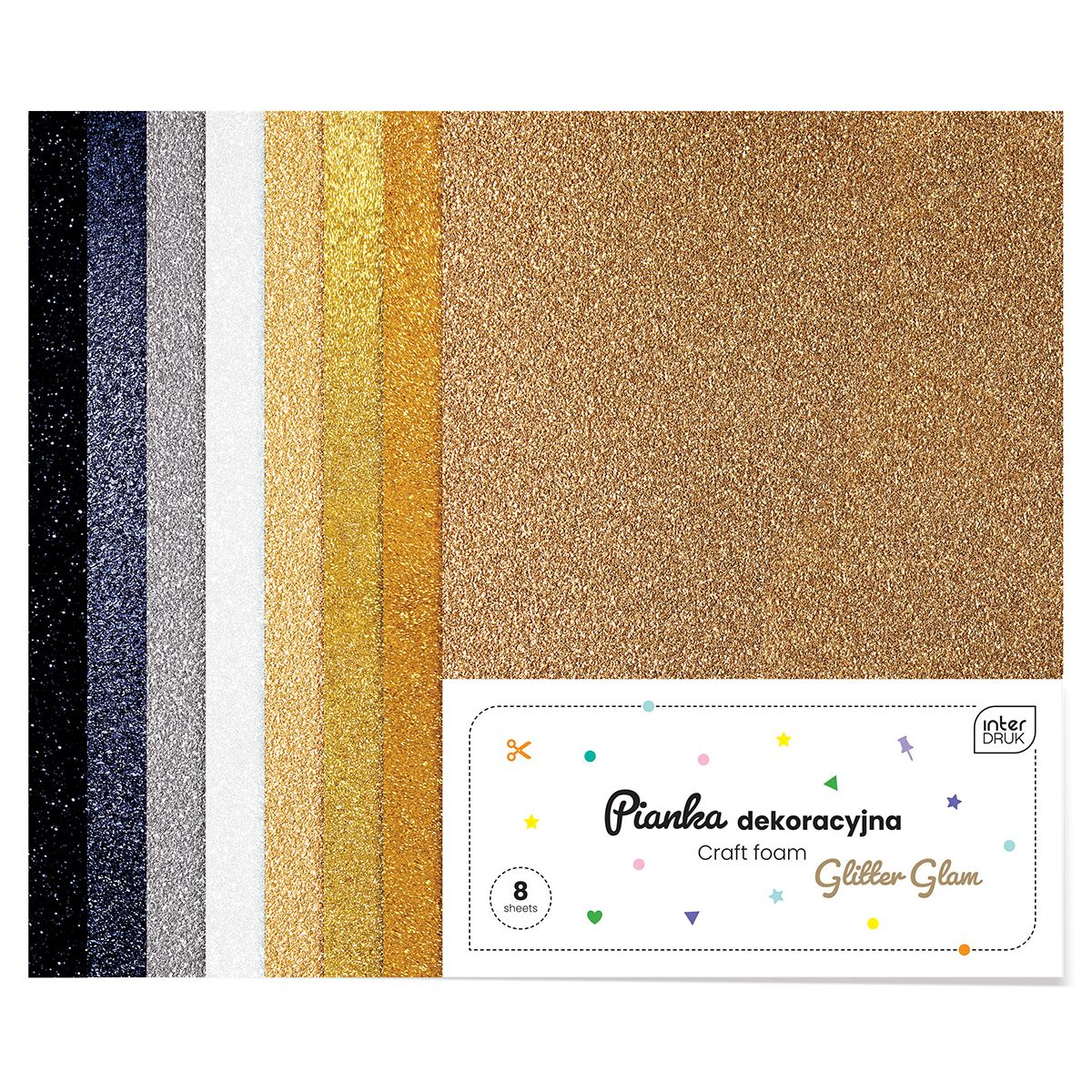 Arkusz piankowy pianka dekoracyjna NC-018 kolor: mix 8 ark. Interdruk (IPIANC019)