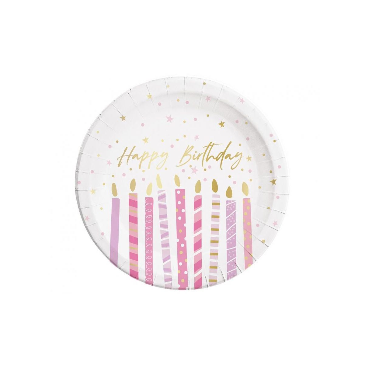 Talerz jednorazowy Godan Birthday Candles śr. 230mm 8 szt (96626)