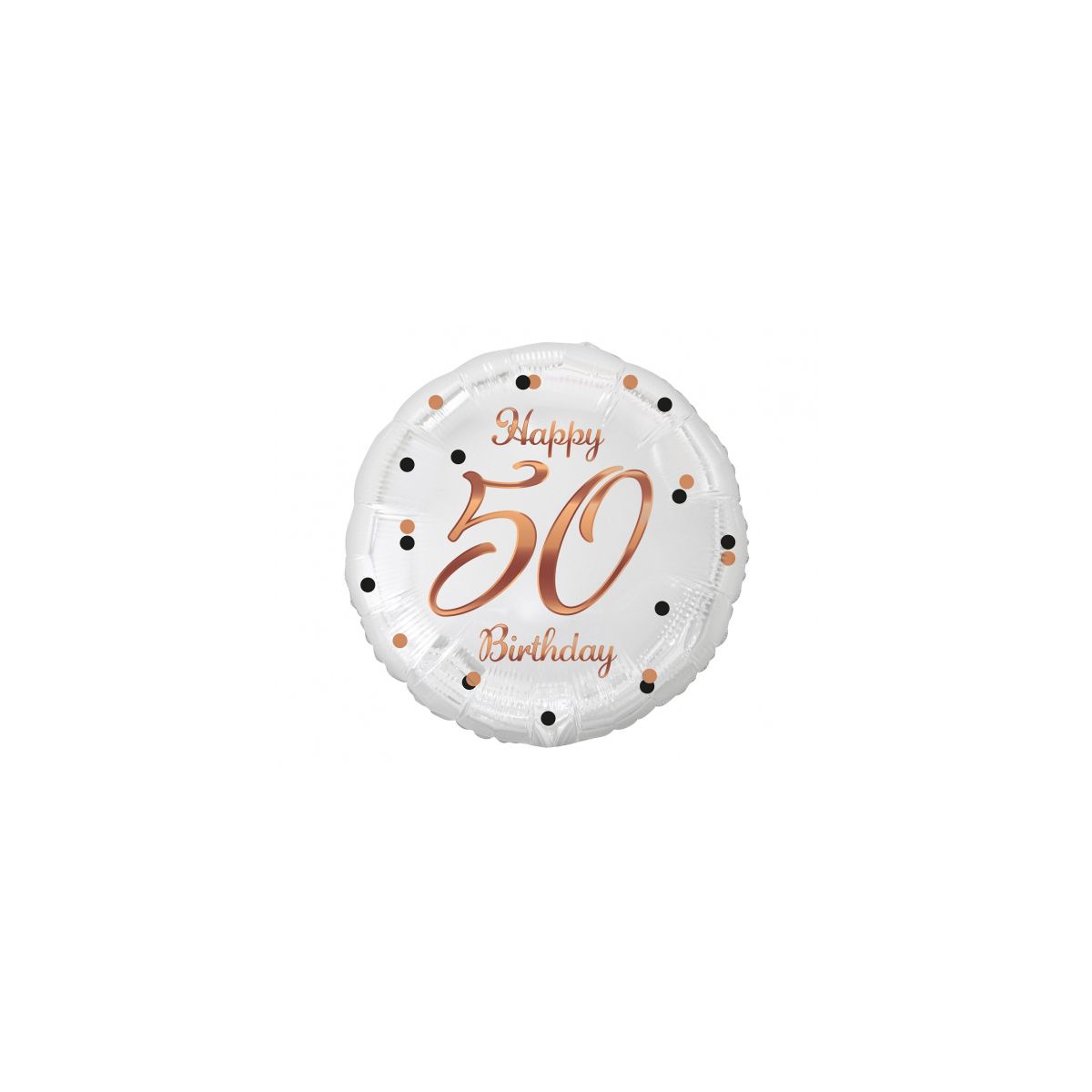 Balon foliowy Godan 50 Birthday, biały, nadruk różowo-złoty 18cal (FG-050B)