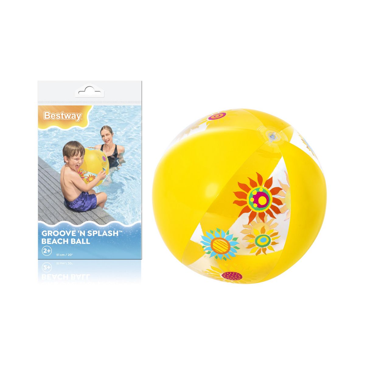 Piłka plażowa żółta PVC PCW śr. 510mm Best Way (21416)