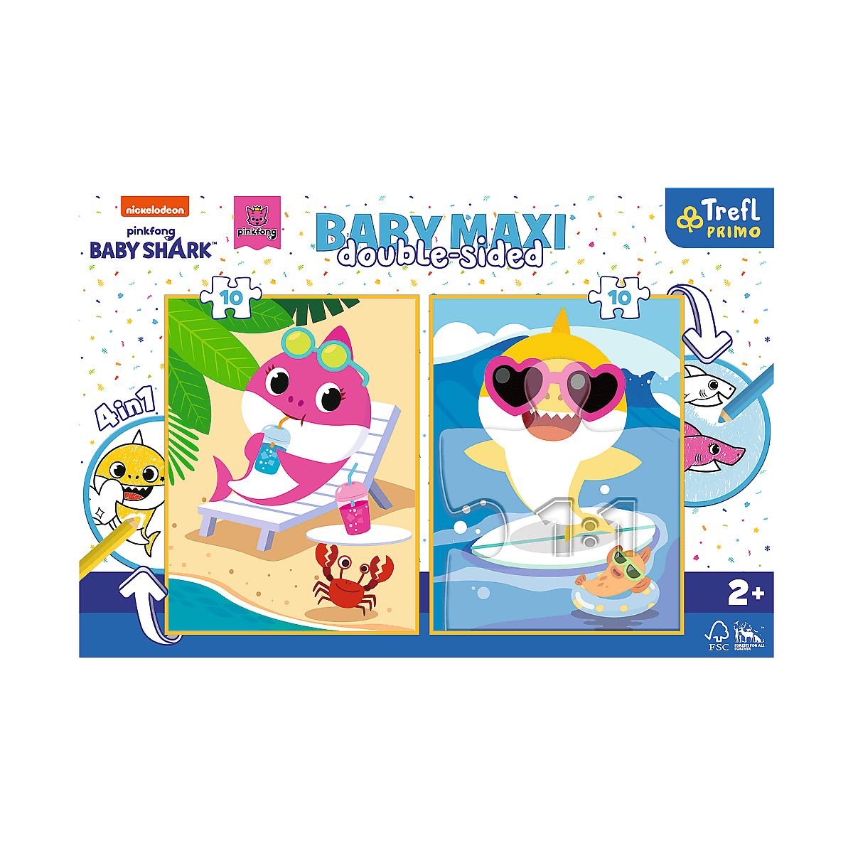 Puzzle Trefl Baby Shark Baby MAXI 2x10 Wesoły dzień rekina 2x20 el. (43005)