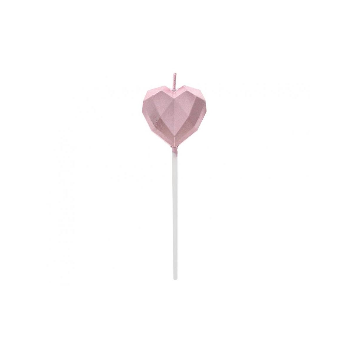 Świeczka urodzinowa piker Serce Diament, różowo-złote, 10.5x3.5 cm Godan (BH-SSDR)