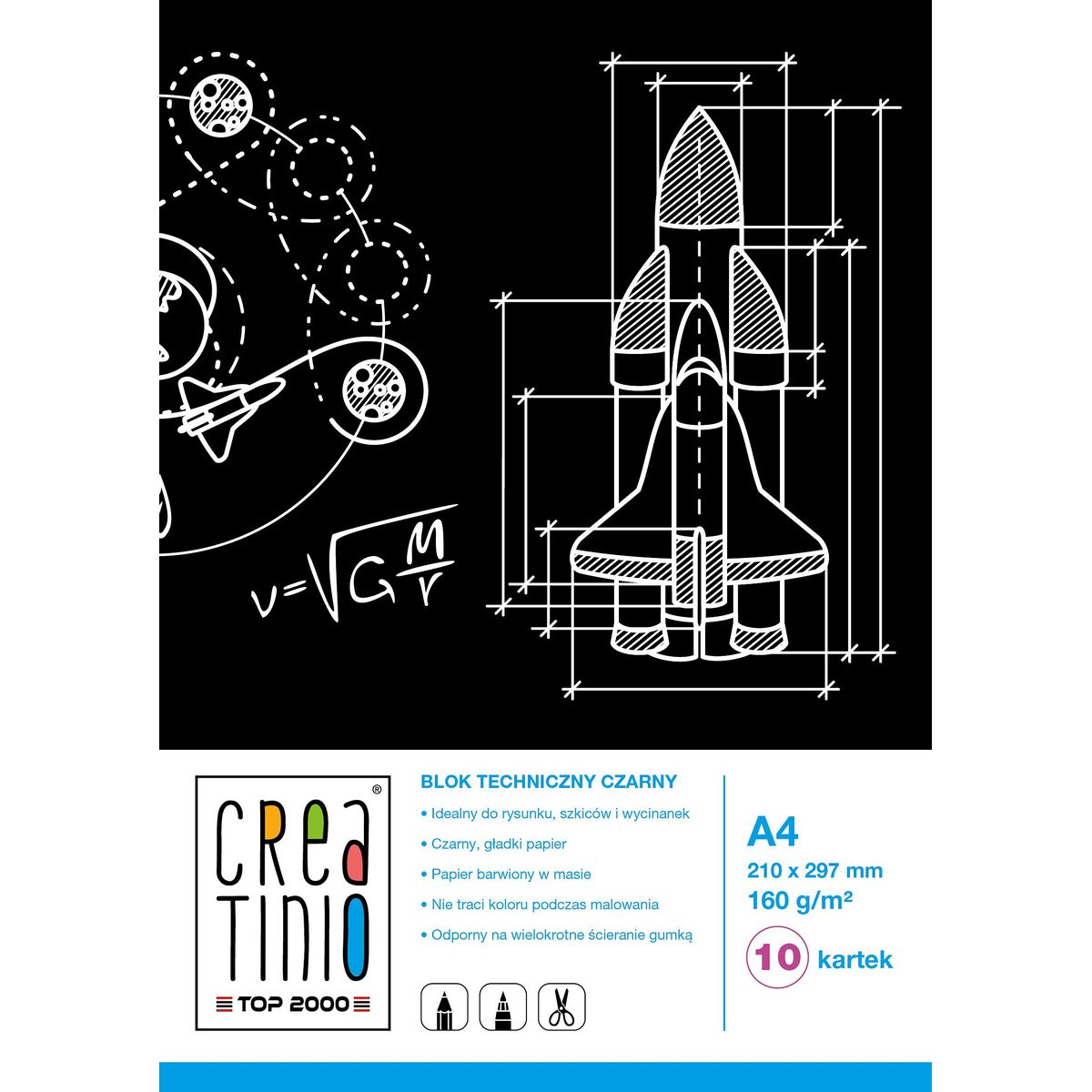 Blok techniczny Top 2000 Creatinio A4 czarny 160gg 10k (400079853)