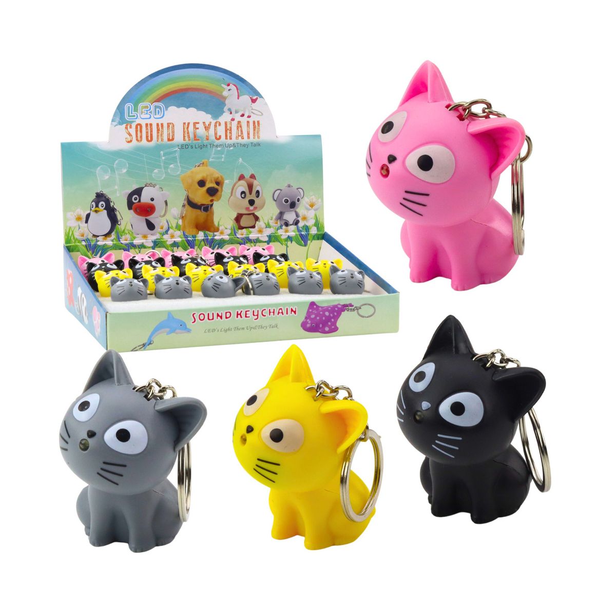 Brelok Kotek Latarka LED Dźwięki Mix Kolor Lean (22097)