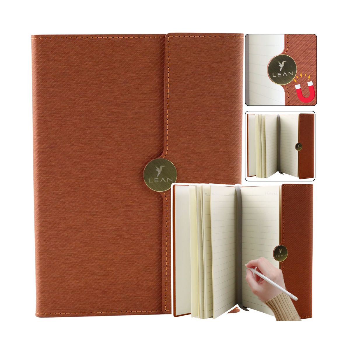 Notes Lean Biurowy Na Magnes Notatnik  Z Obiciem Brązowy A5 95k. linia [mm:] 210x150 (20683)