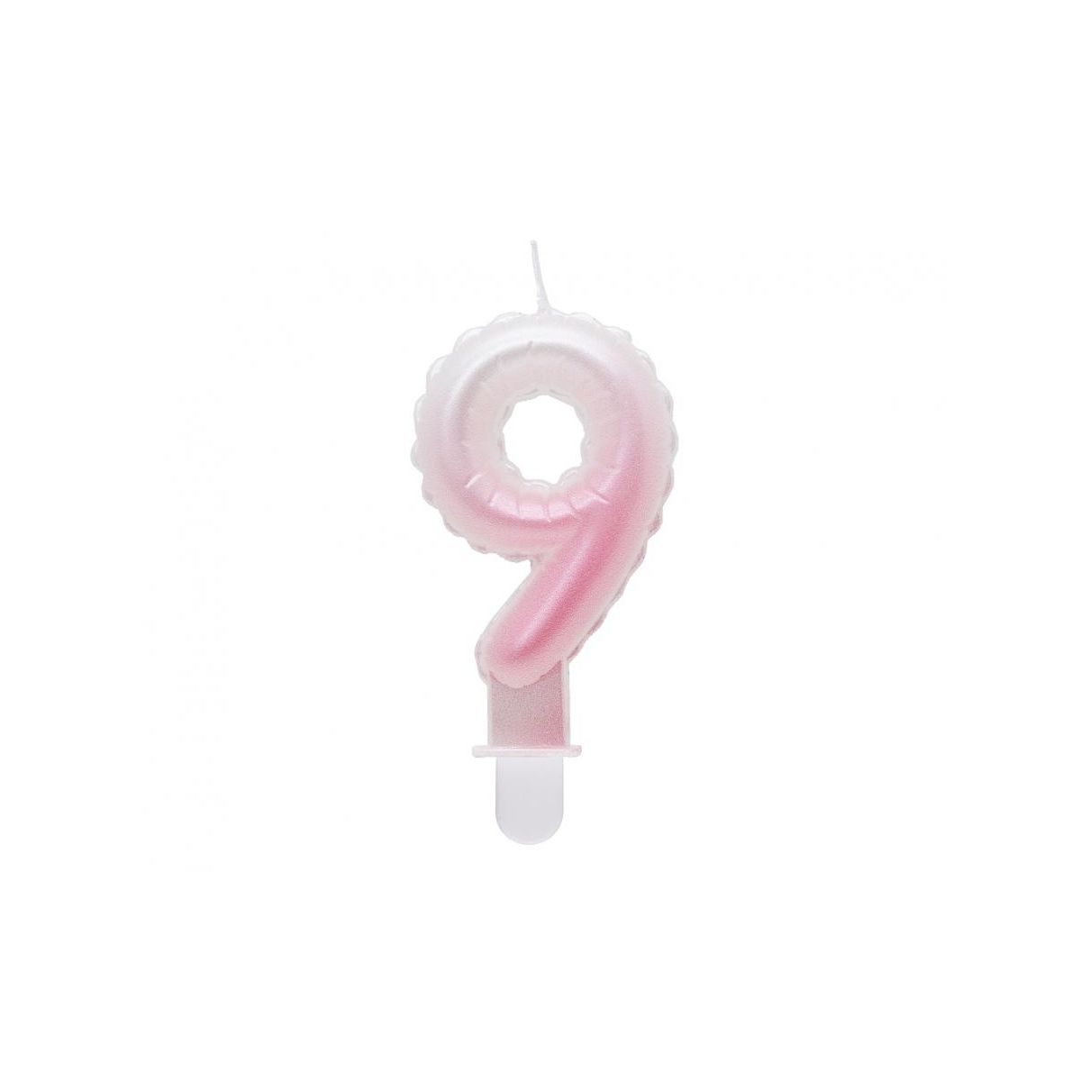 Świeczka urodzinowa cyferka 9, ombre, perłowa biało-różowa, 7 cm Godan (SF-PBR9)