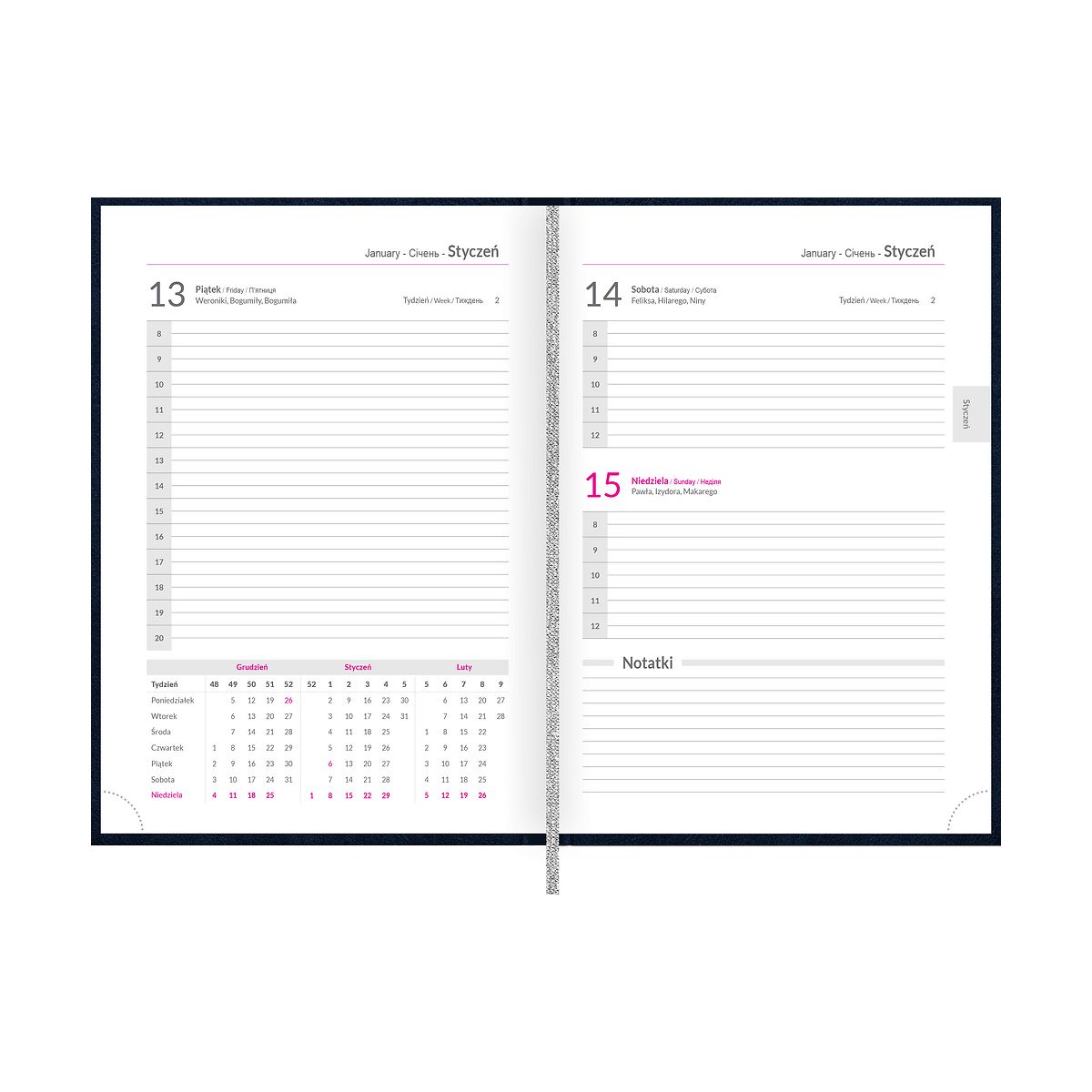 Kalendarz książkowy (terminarz) 5904017424383 Top 2000 Basic 2024 granatowy A5 (400177486)