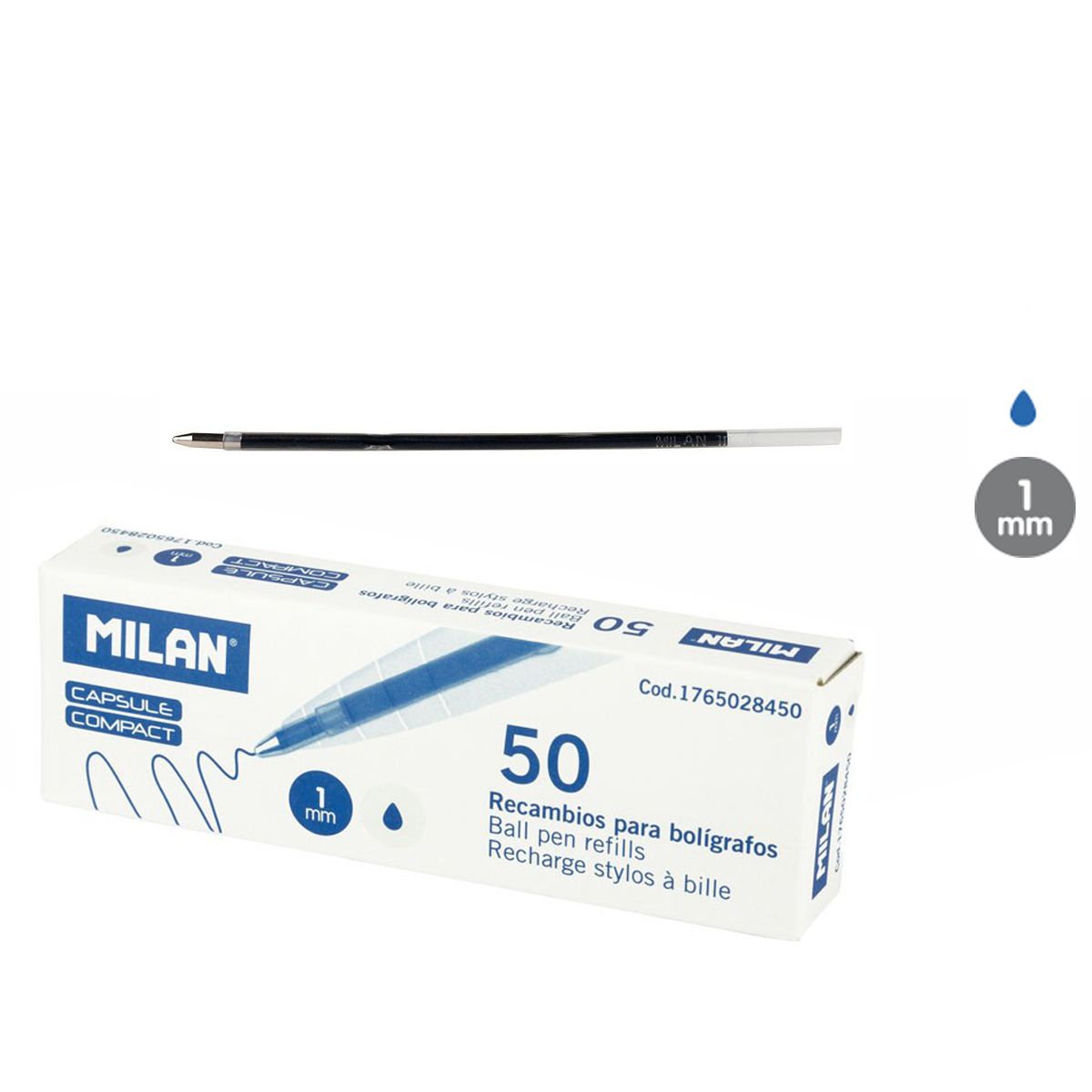 Wkład do długopisu Milan Capsule niebieski 1,0mm (1765028450)