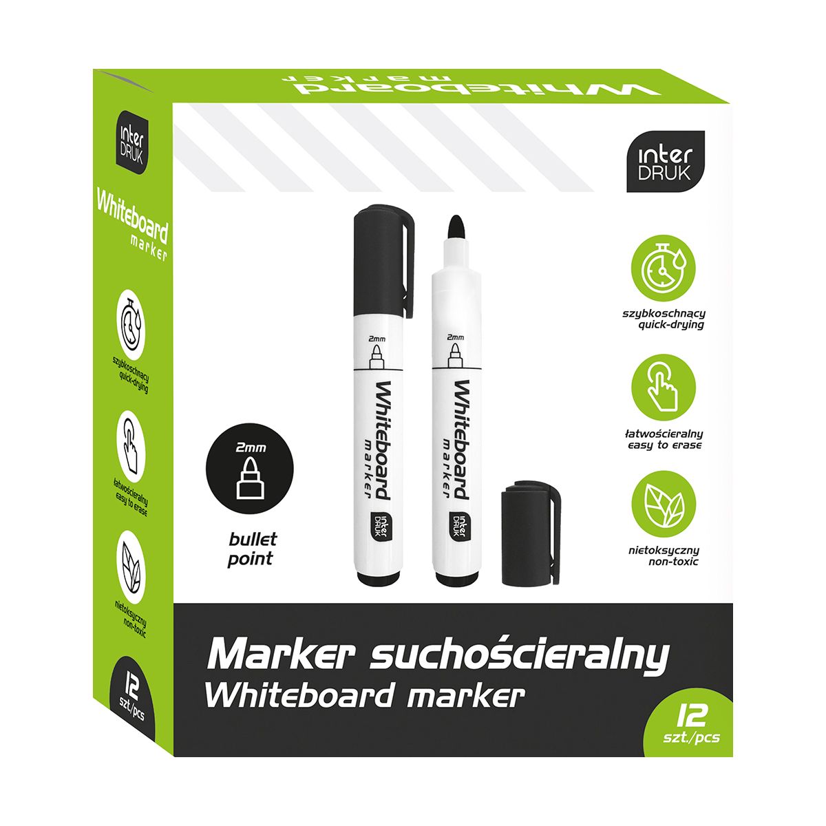 Marker suchościeralny czarny 2,0mm okrągła końcówka Interdruk (IMARTABCZA)