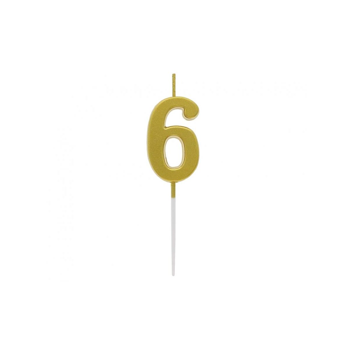 Świeczka urodzinowa piker B&C cyferka 6, metaliczna złota, 9.5x2.3 cm Godan (BH-SPZ6)