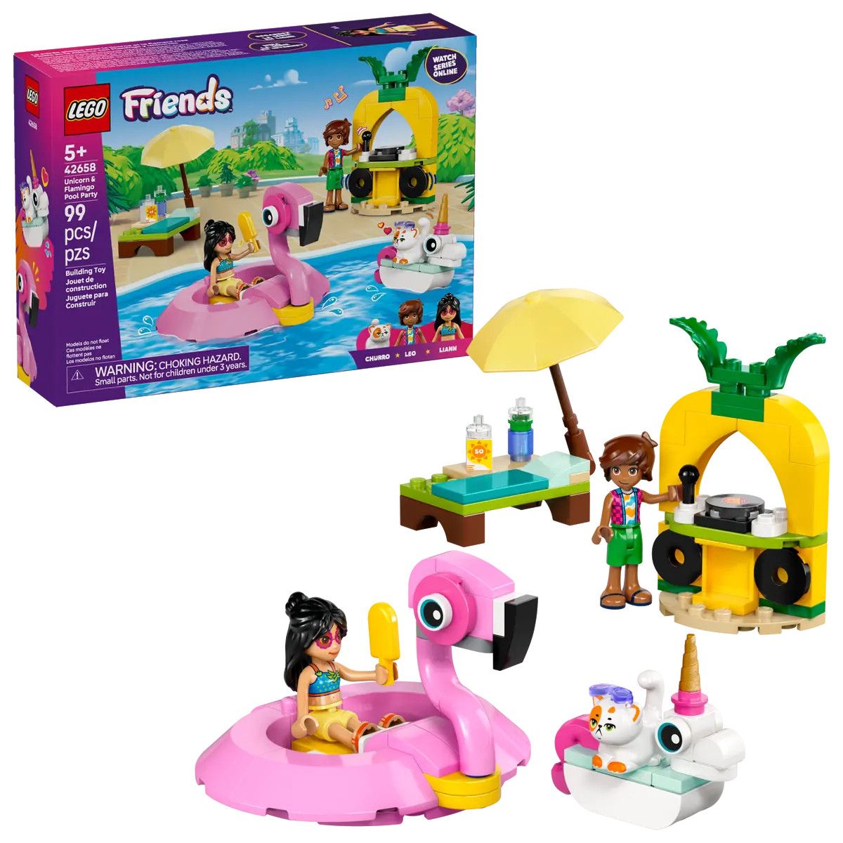 Klocki konstrukcyjne Lego Friends Impreza na basenie z jednorożcem i flamingiem (42658)