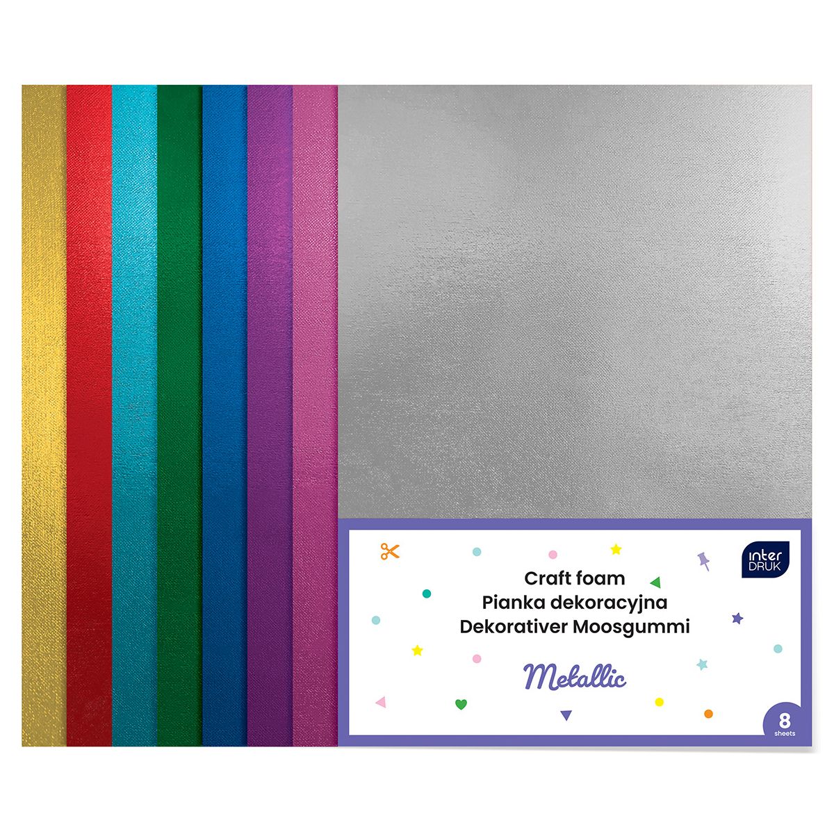 Arkusz piankowy pianka dekoracyjna NC-012 kolor: mix 8 ark. Interdruk (IPIANC012)