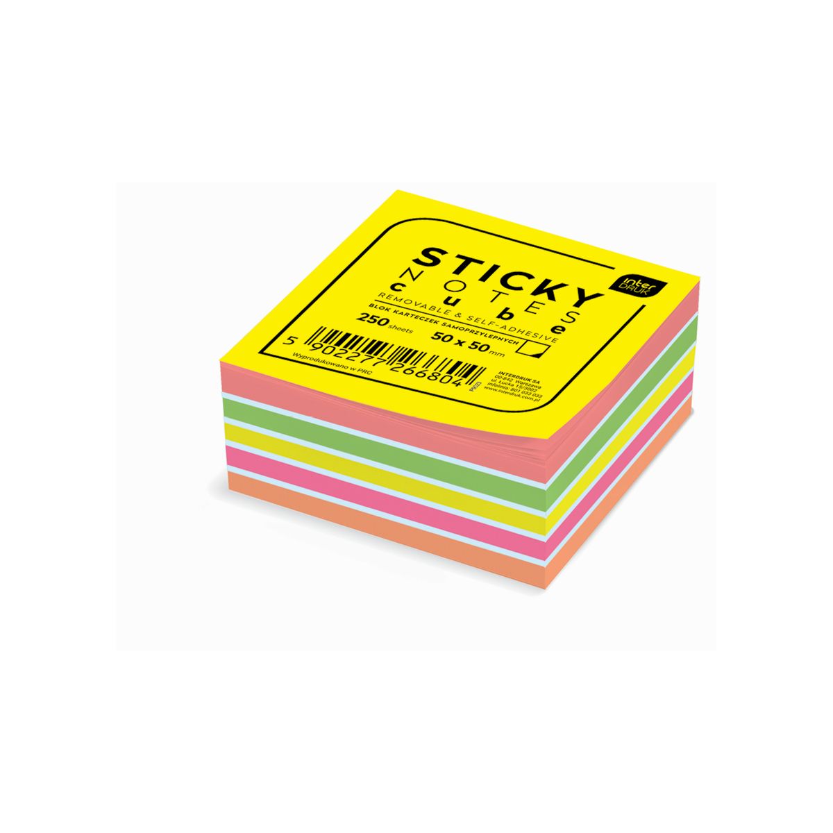 Notes samoprzylepny Interdruk mix fluo 250k [mm:] 50x50 (IKARSAM250)