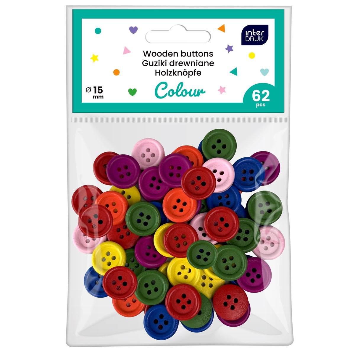 Guziki mix kolrów mix 62 szt Interdruk