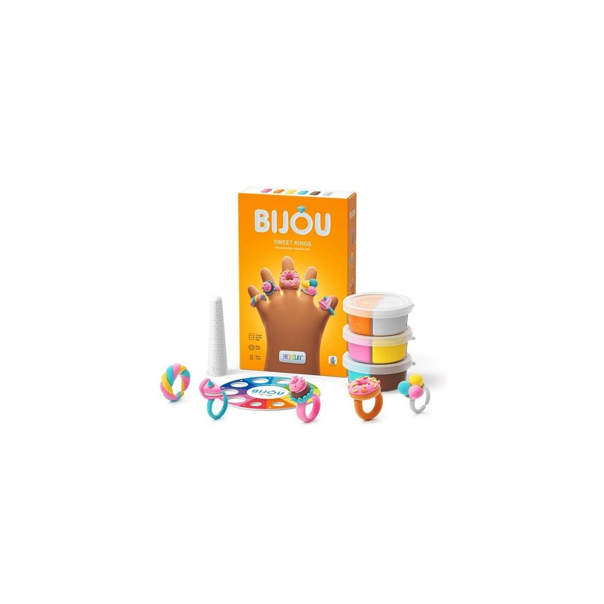 Masa plastyczna dla dzieci Tm Toys Hey Clay Bijou Sweet rings mix (HLC31002CEE)