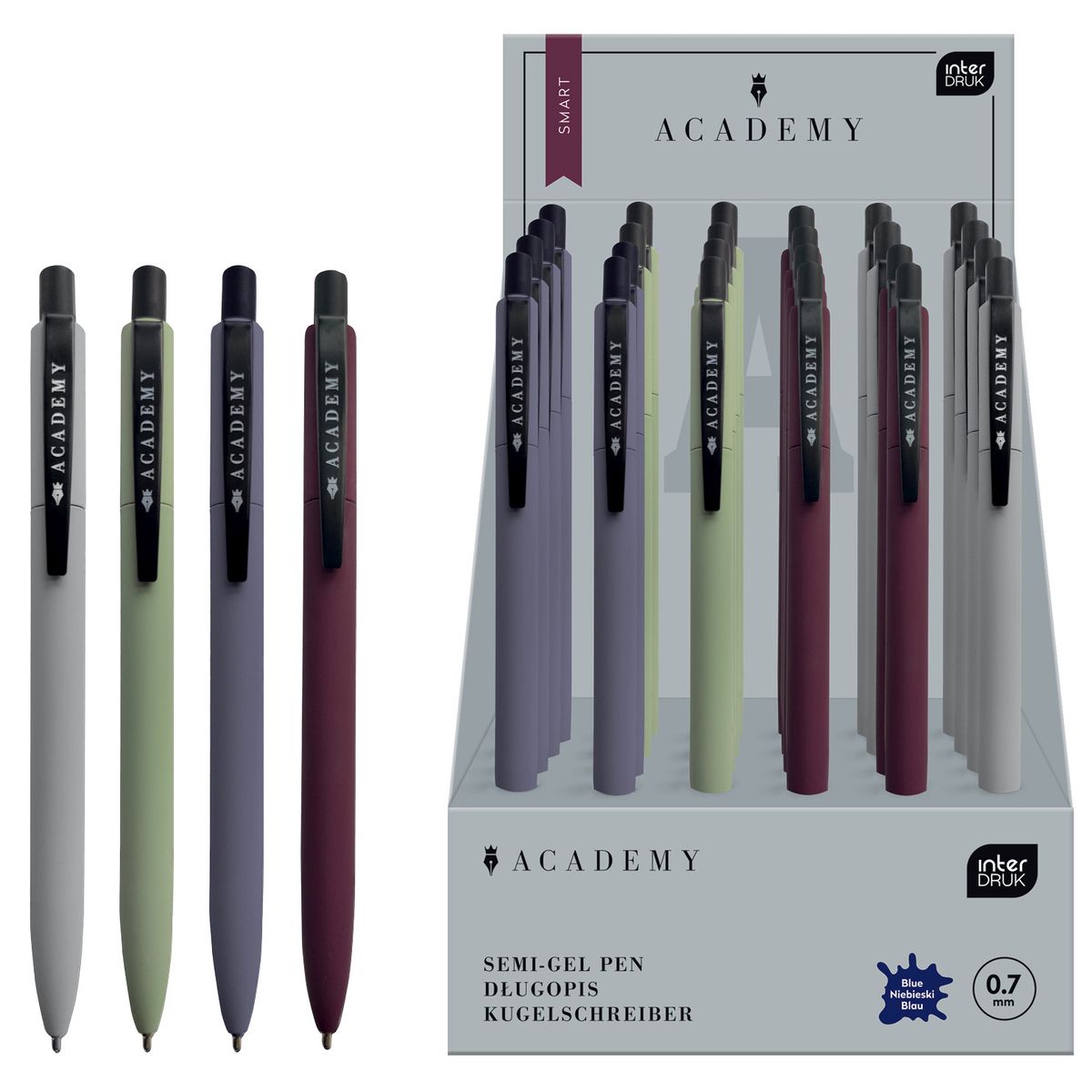 Długopis SMART aCADEMY metalowy niebieski 0,7mm Interdruk (żelowy)