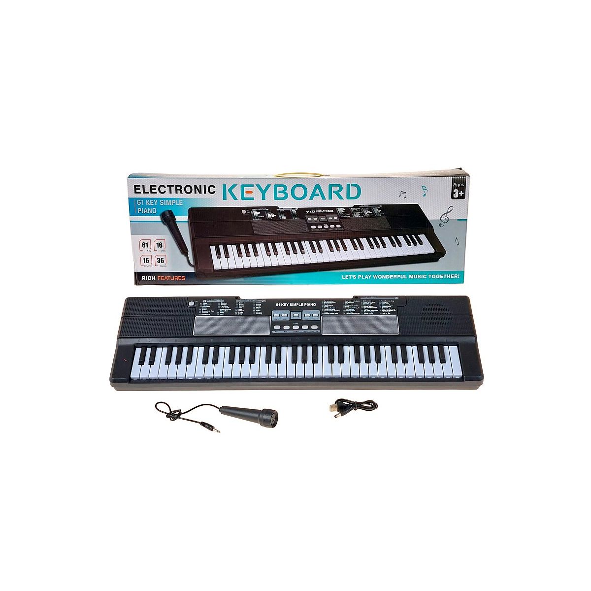 Organy 61 klawiszy, z mikrofonem, kabel USB Adar (626591)