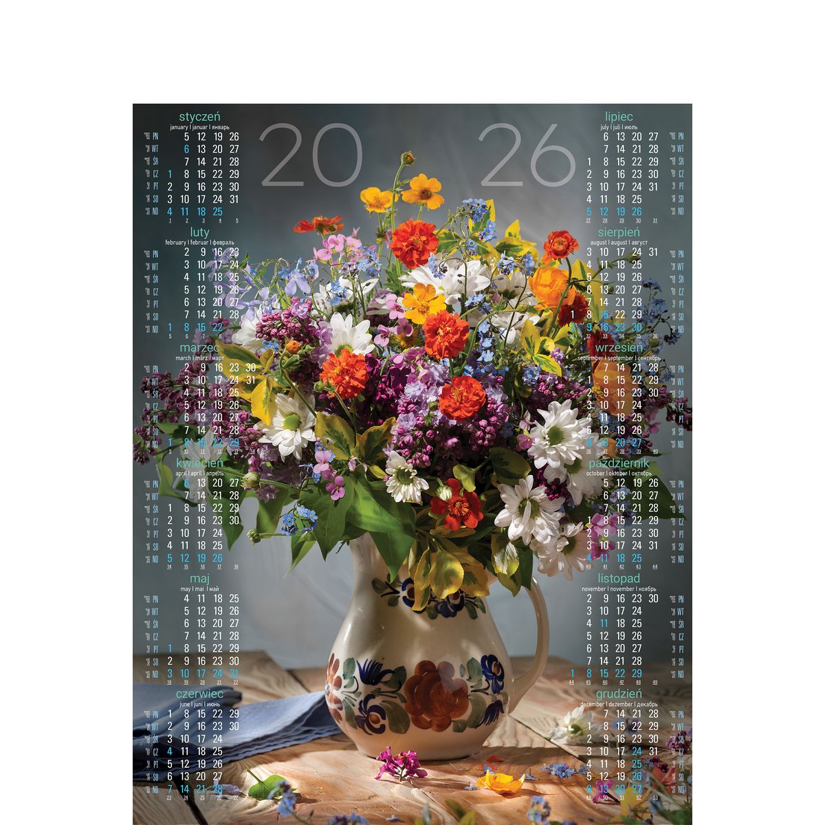 Kalendarz ścienny (401000) k:2915-377 BUKIETY plakatowe 670mm x 988mm Telegraph (16)