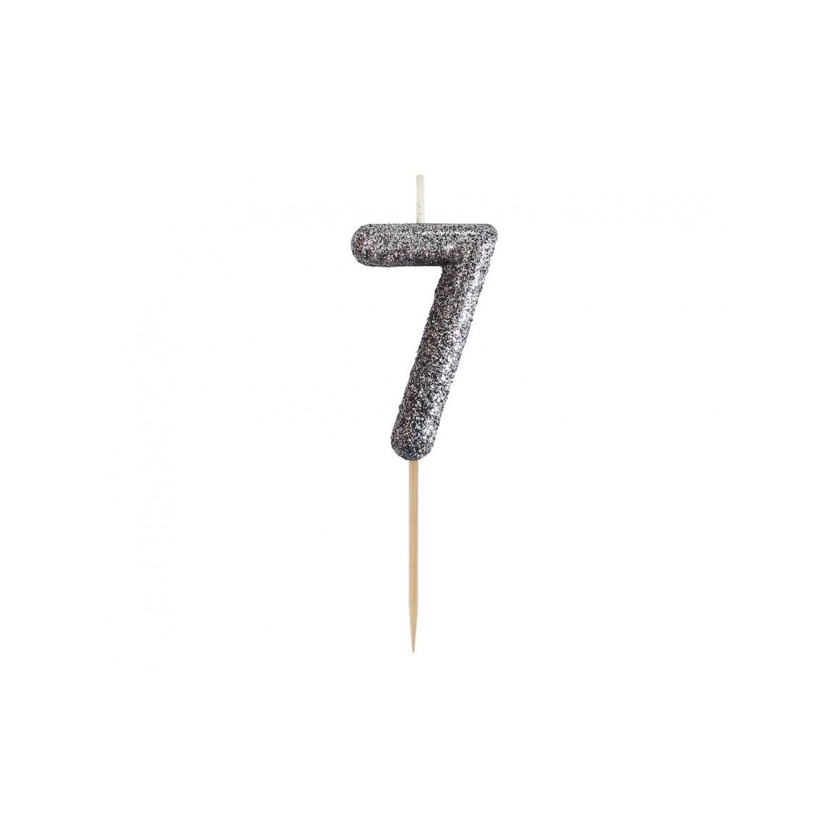 Świeczka urodzinowa piker cyferka 7, brokatowa czarna, 11x3.5 cm Godan (BH-SPC7)