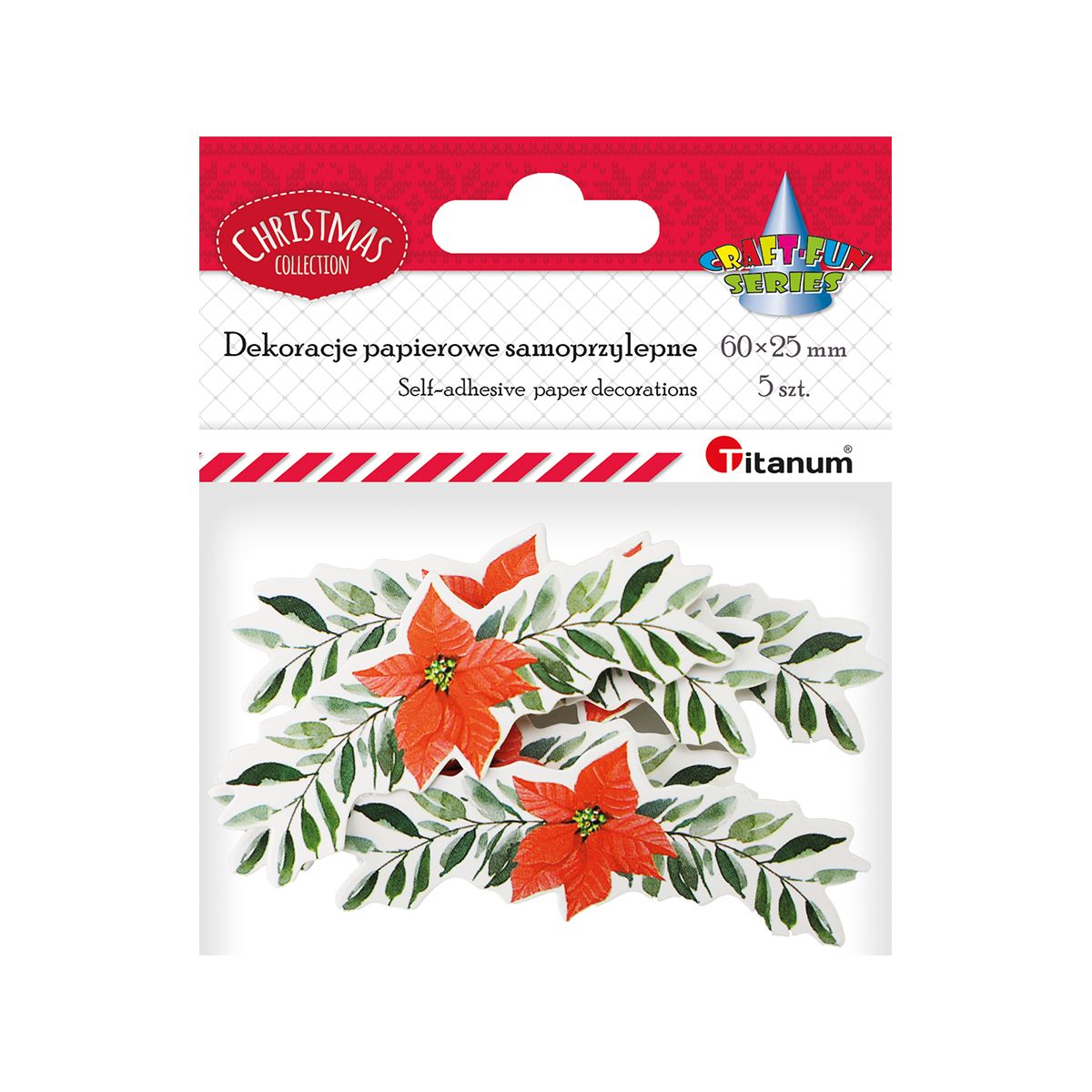 Ozdoba papierowa Titanum Craft-Fun Series girlanda z poinsecją (5szt/6x2,5cm)