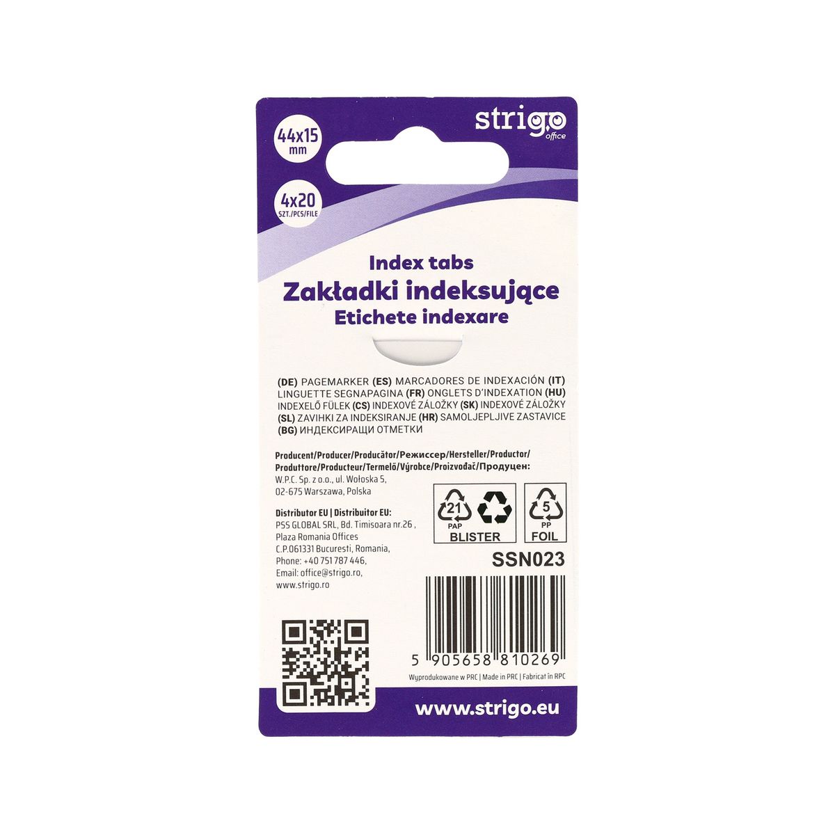 Zakładka indeksująca Strigo pieski 44x15mm x4bl 5905658810269 80k [mm:] 44x15 (SSN023)