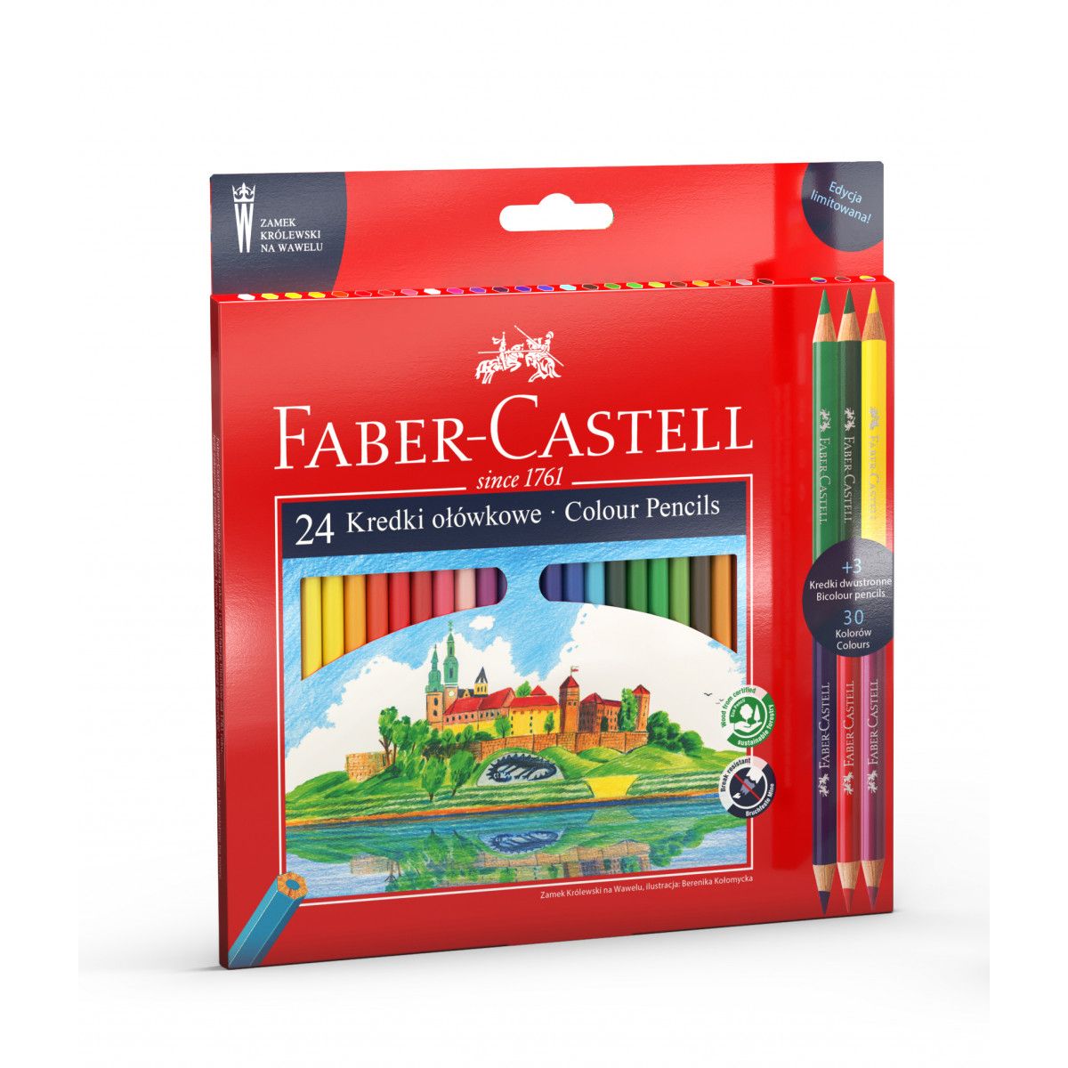 Kredki ołówkowe Faber Castell dwustronne Wawel 24+3 kol. (201481 FC)