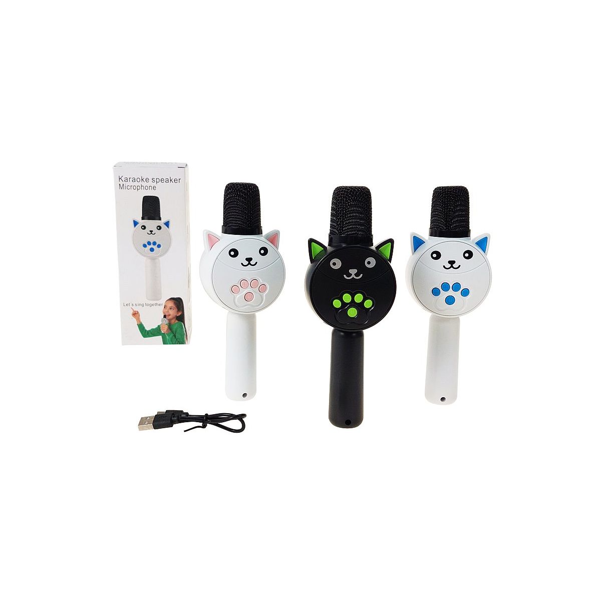 Mikrofon zabawkowy Adar kotek, 20x8x5cm,z głośnikiem Bluetooth, kabel USB (617544)