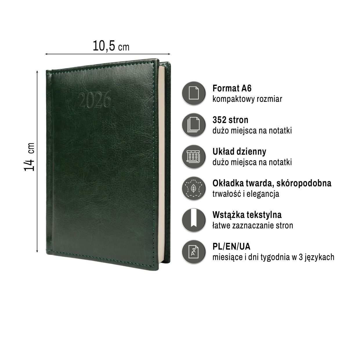 Kalendarz książkowy (terminarz) FIGARO A6 Press (DZIENNY)
