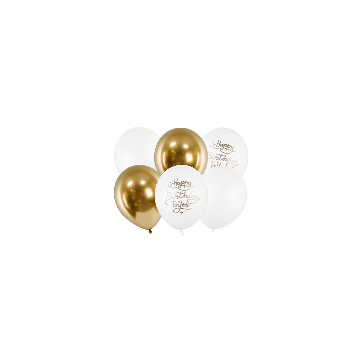 Balon gumowy Partydeco Happy Birthday To You, mix złoty metaliczny 300mm (SB14P-305-000-6)