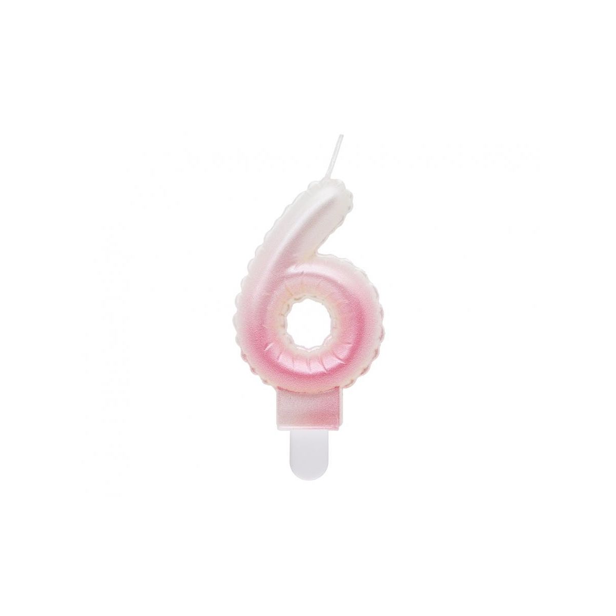 Świeczka urodzinowa cyferka 6, ombre, perłowa biało-różowa, 7 cm Godan (SF-PBR6)
