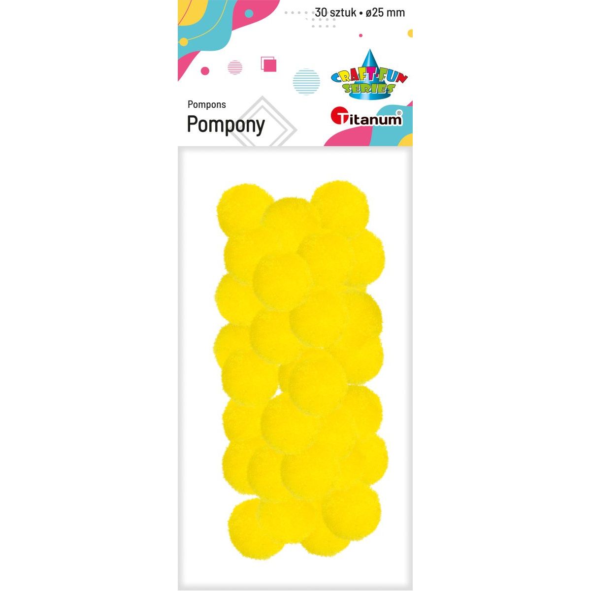 Pompony Craft-Fun Series żółte 30 szt Titanum (352953)