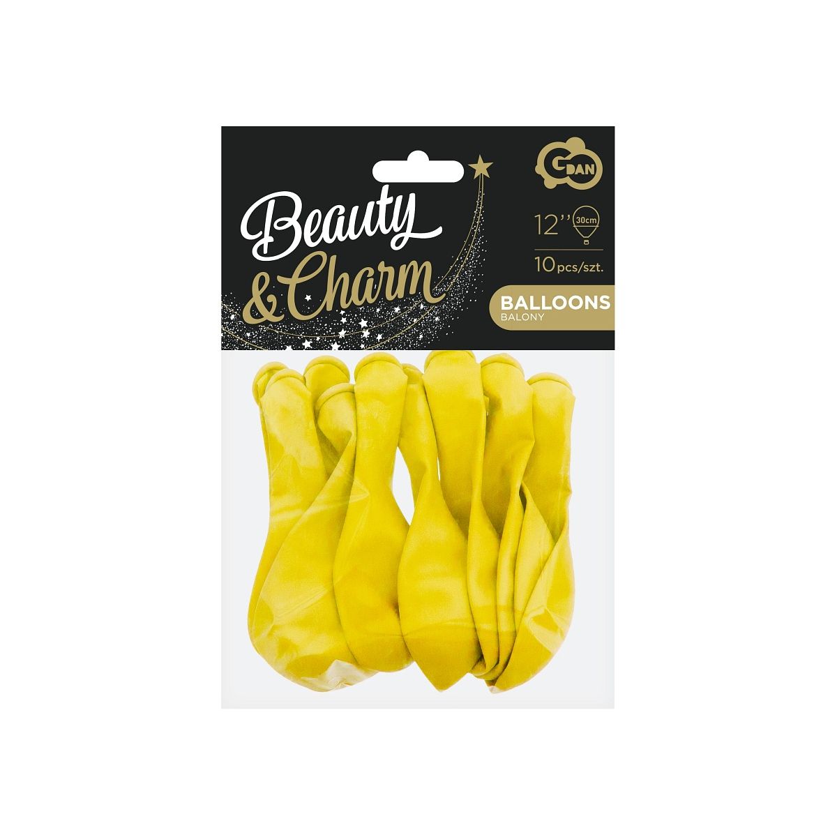 Balon gumowy Beauty&Charm, pastelowe 10 szt. żółty 300mm 12cal Godan (CB-1PZO)
