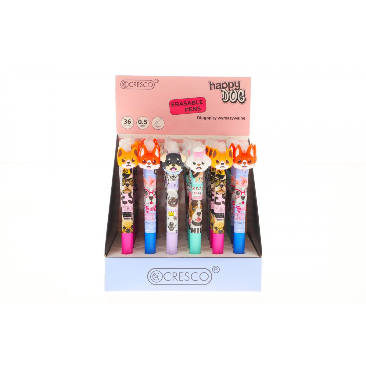 Długopis wymazywalny Cresco HAPPY DOG 5907464221925 niebieski 0,5mm (450010-R)