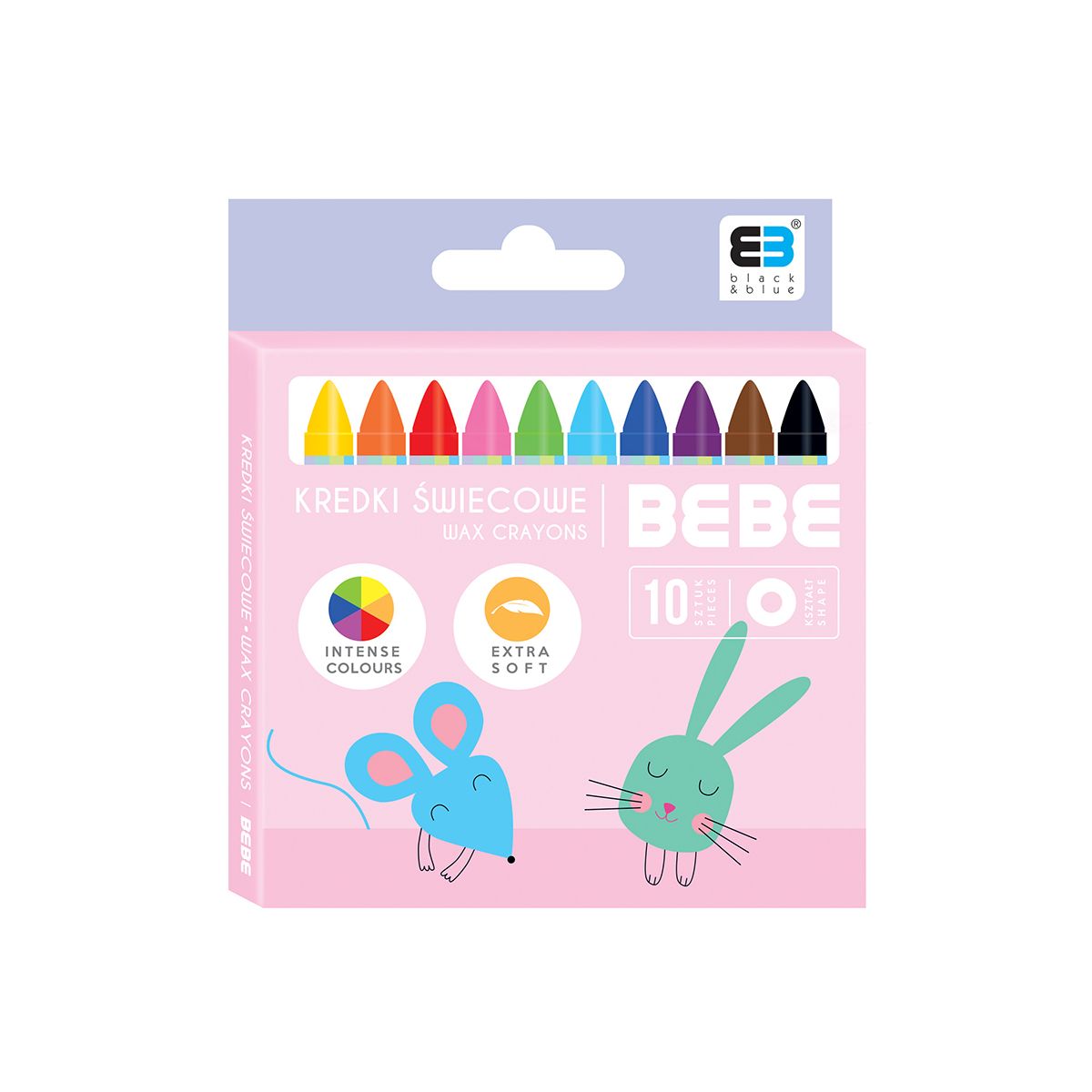 Kredki świecowe BB KIDS pastel 10 kol. Interdruk (IKRŚW10BBKP)