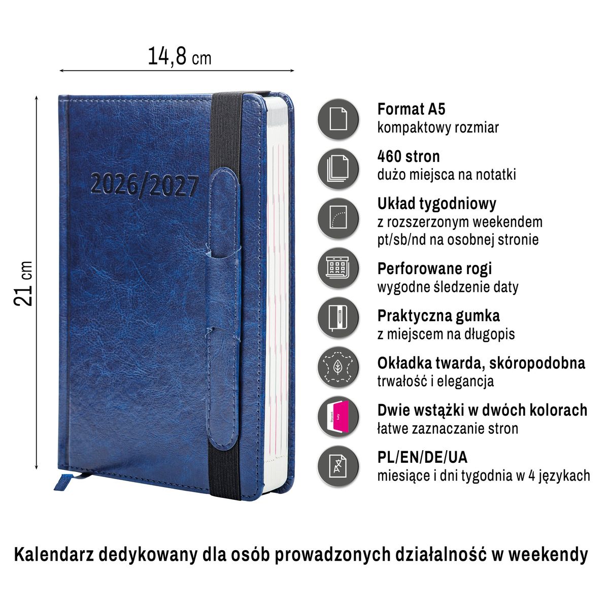 Kalendarz książkowy (terminarz) dwuletni A5 Press
