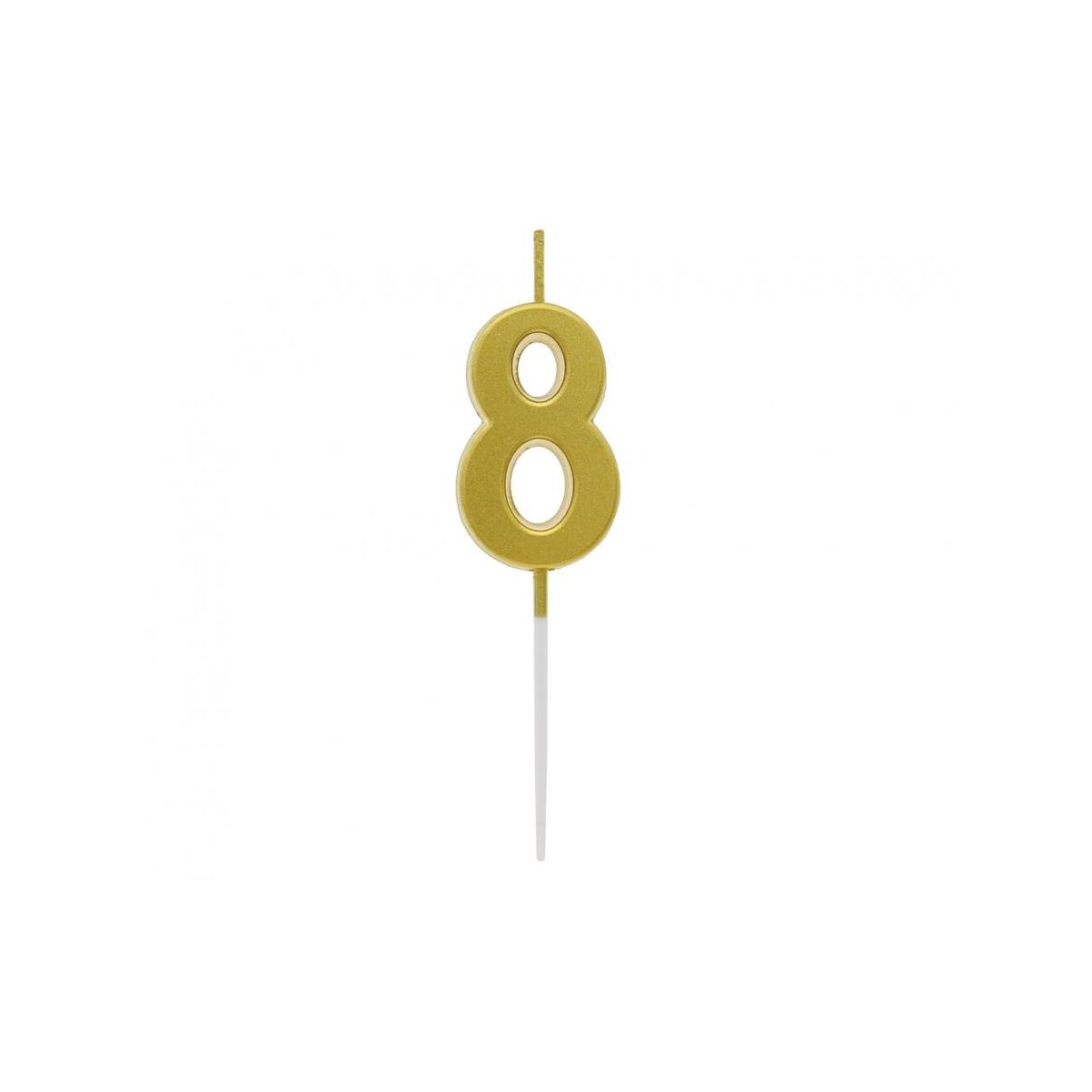 Świeczka urodzinowa piker B&C cyferka 8, metaliczna złota, 9.5x2.3 cm Godan (BH-SPZ8)