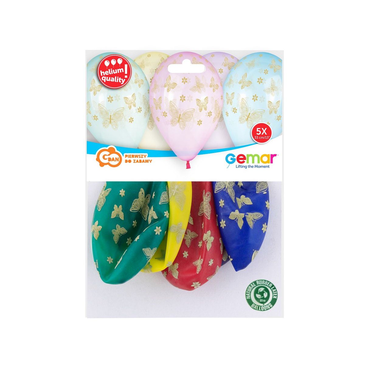 Balon gumowy Złote Motylki, 13 cali 13cal Godan (GS120/ZMO)