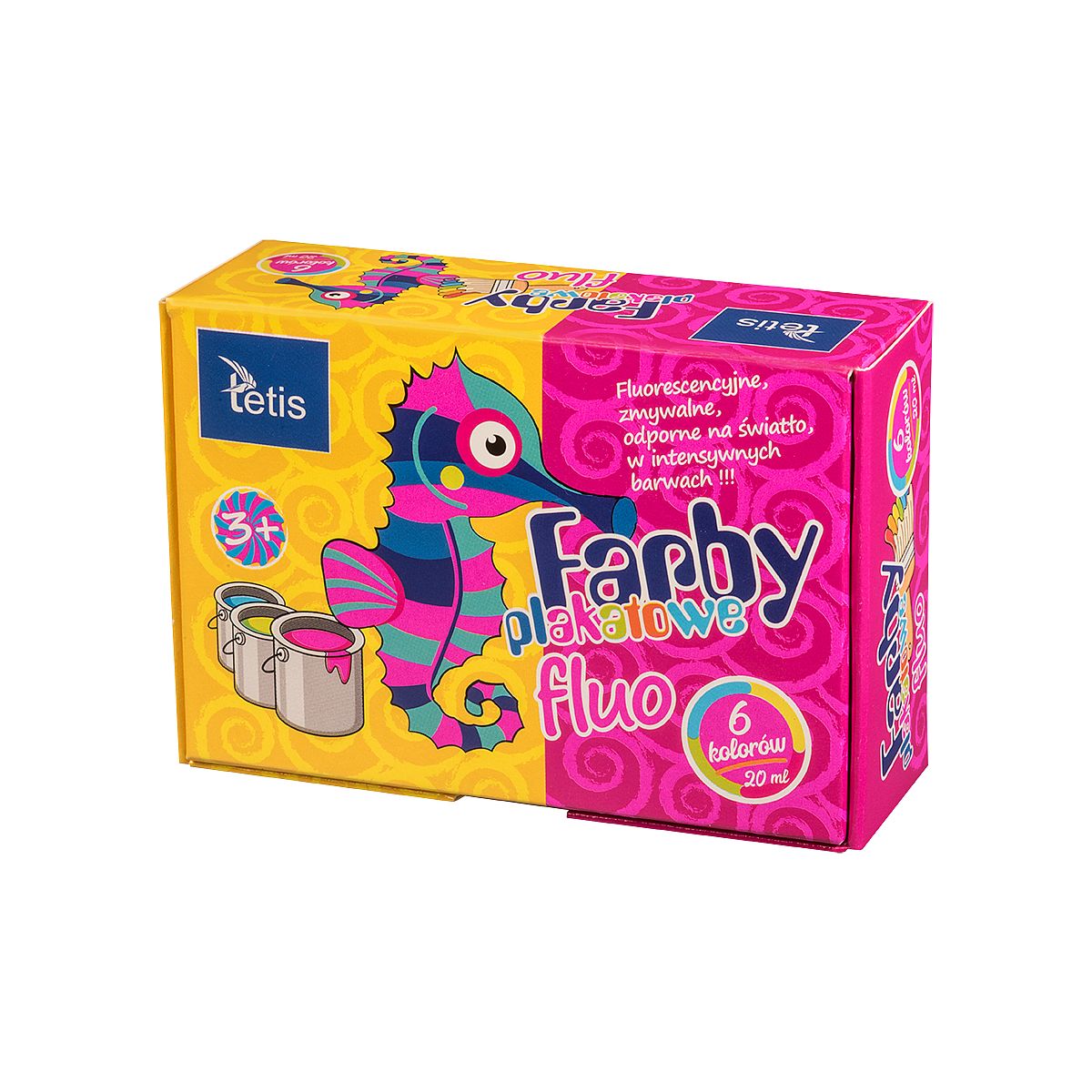 Farby plakatowe Tetis fluo kolor: mix 20ml 6 kolor. (KF002-A)