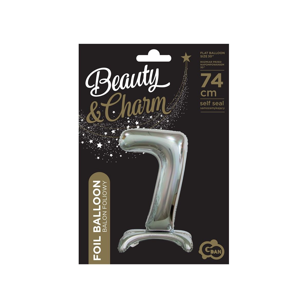 Balon gumowy Godan Beauty&Charm cyfra stojąca srebrna srebrny (BC-ASS7)