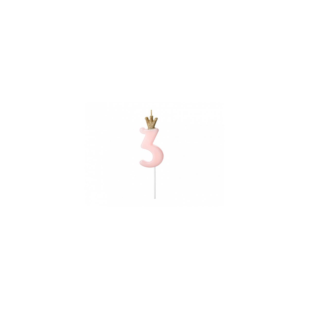 Świeczka urodzinowa Cyferka 3, jasny różowy, 9.5cm Partydeco (SCU6-3-081J)