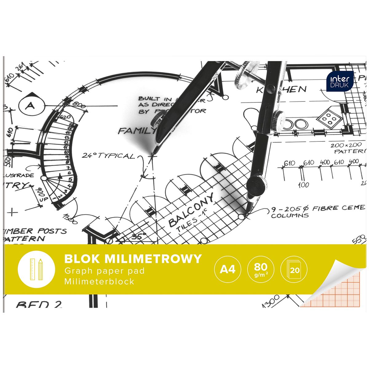 Blok milimetrowy Interdruk A4 80g 20k (BLMIA4)