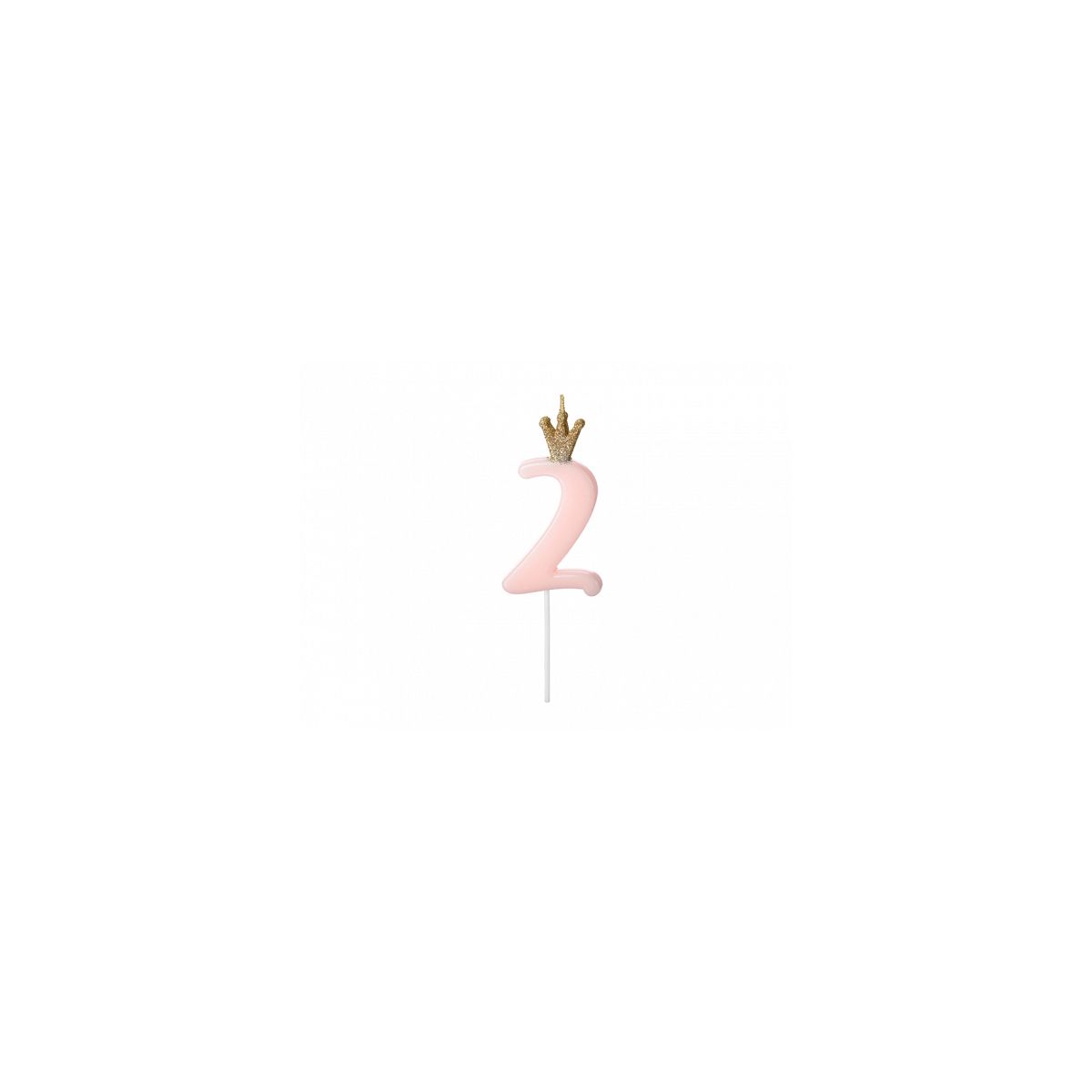 Świeczka urodzinowa Cyferka 2, jasny różowy, 9.5cm Partydeco (SCU6-2-081J)