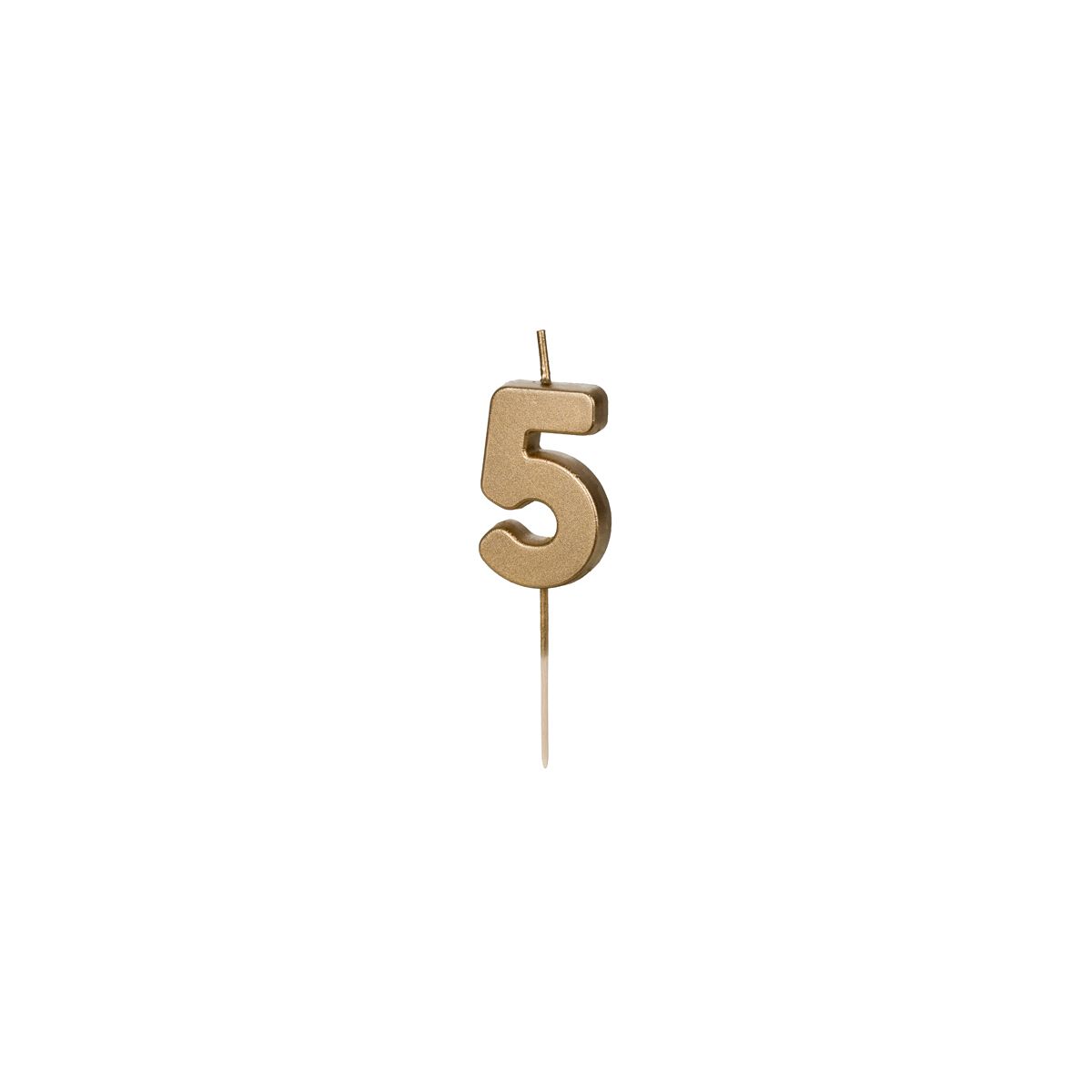 Świeczka urodzinowa Cyferka 5, 4.5 cm, złoty Partydeco (SCU9-5)