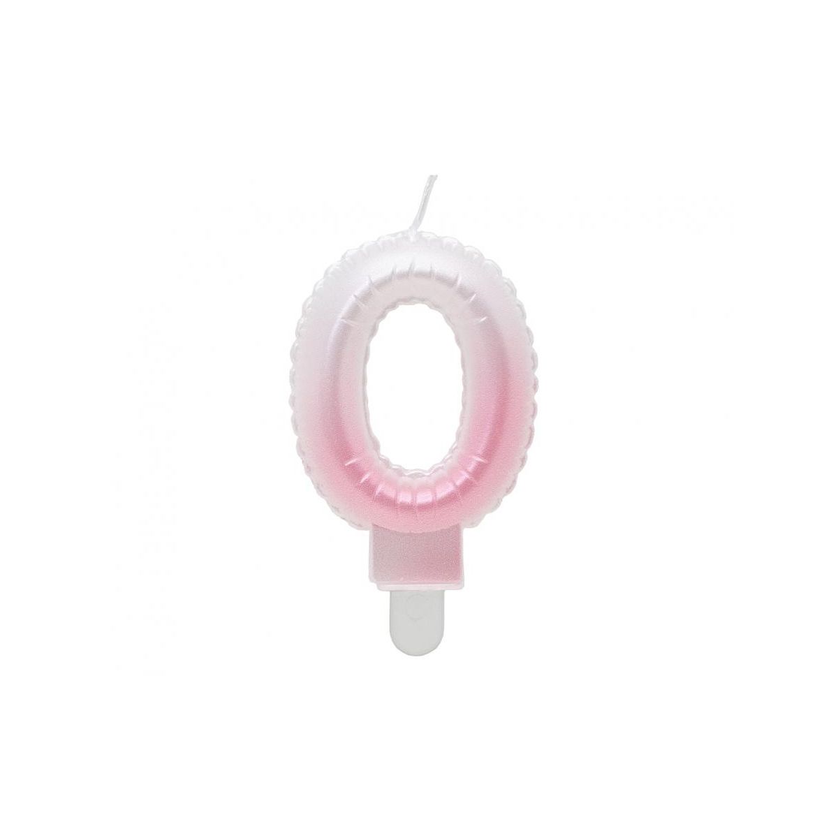Świeczka urodzinowa cyferka 0, ombre, perłowa biało-różowa, 7 cm Godan (SF-PBR0)