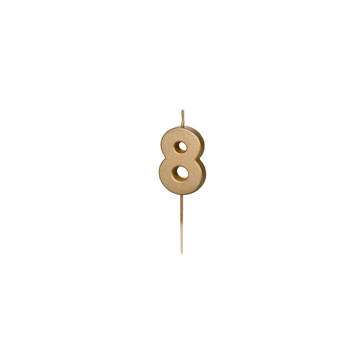 Świeczka urodzinowa Cyferka 8, 4.5 cm, złoty Partydeco (SCU9-8)