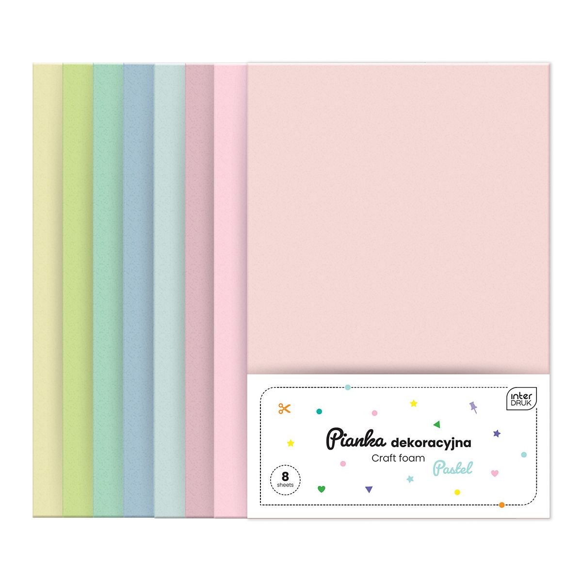 Arkusz piankowy pianka dekoracyjna Pastel kolor: mix 8 ark. Interdruk (IPIANC-020)