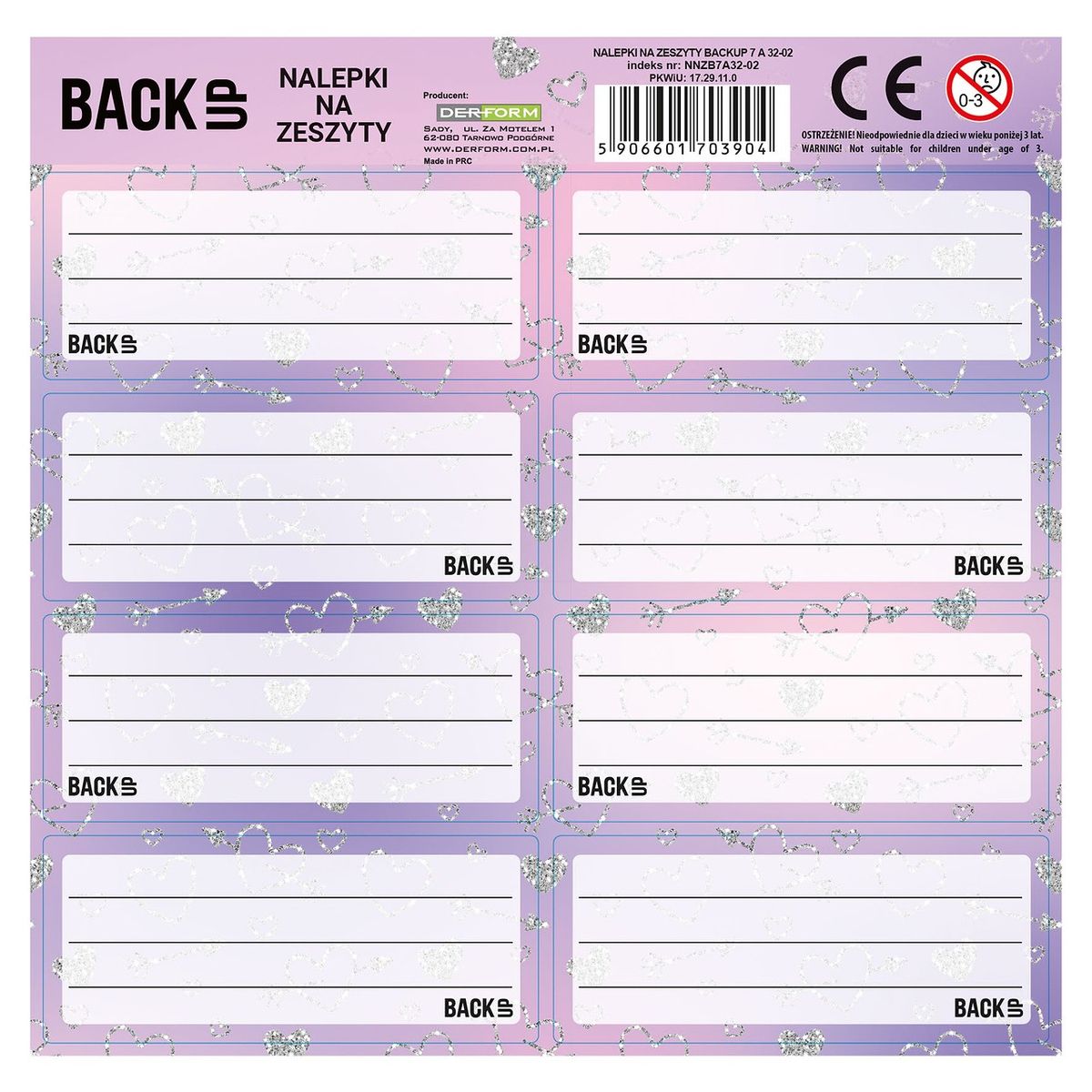 Naklejka na zeszyt Derform Backup 7 (NNZB7A32)