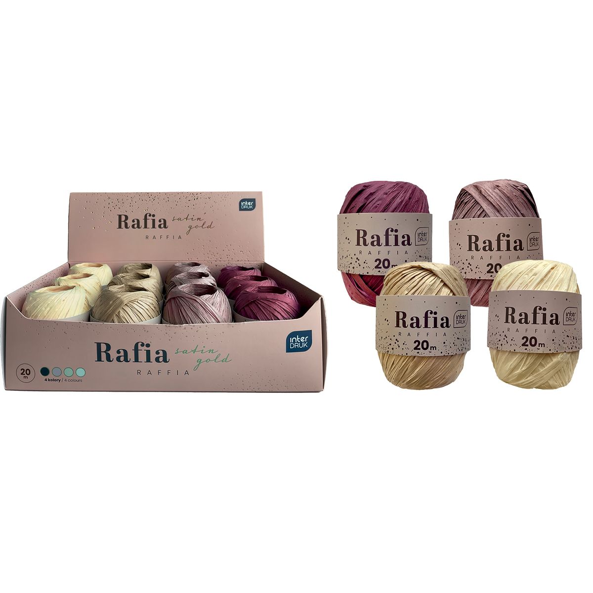 Rafia Interdruk satin gold na szpulce 5902277345547 mix 20m (20 m)